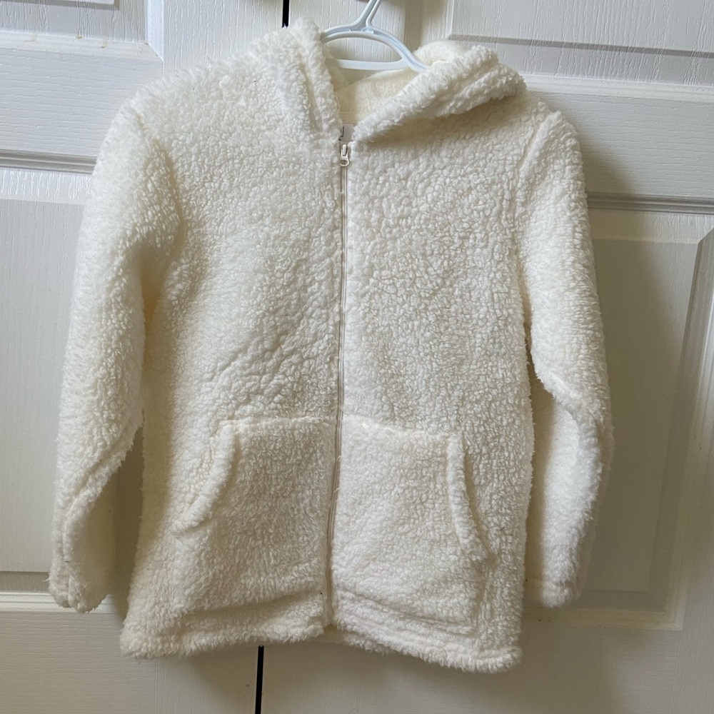 (3/$25) “Just kidding” kids size xl Sherpa hoodie euc